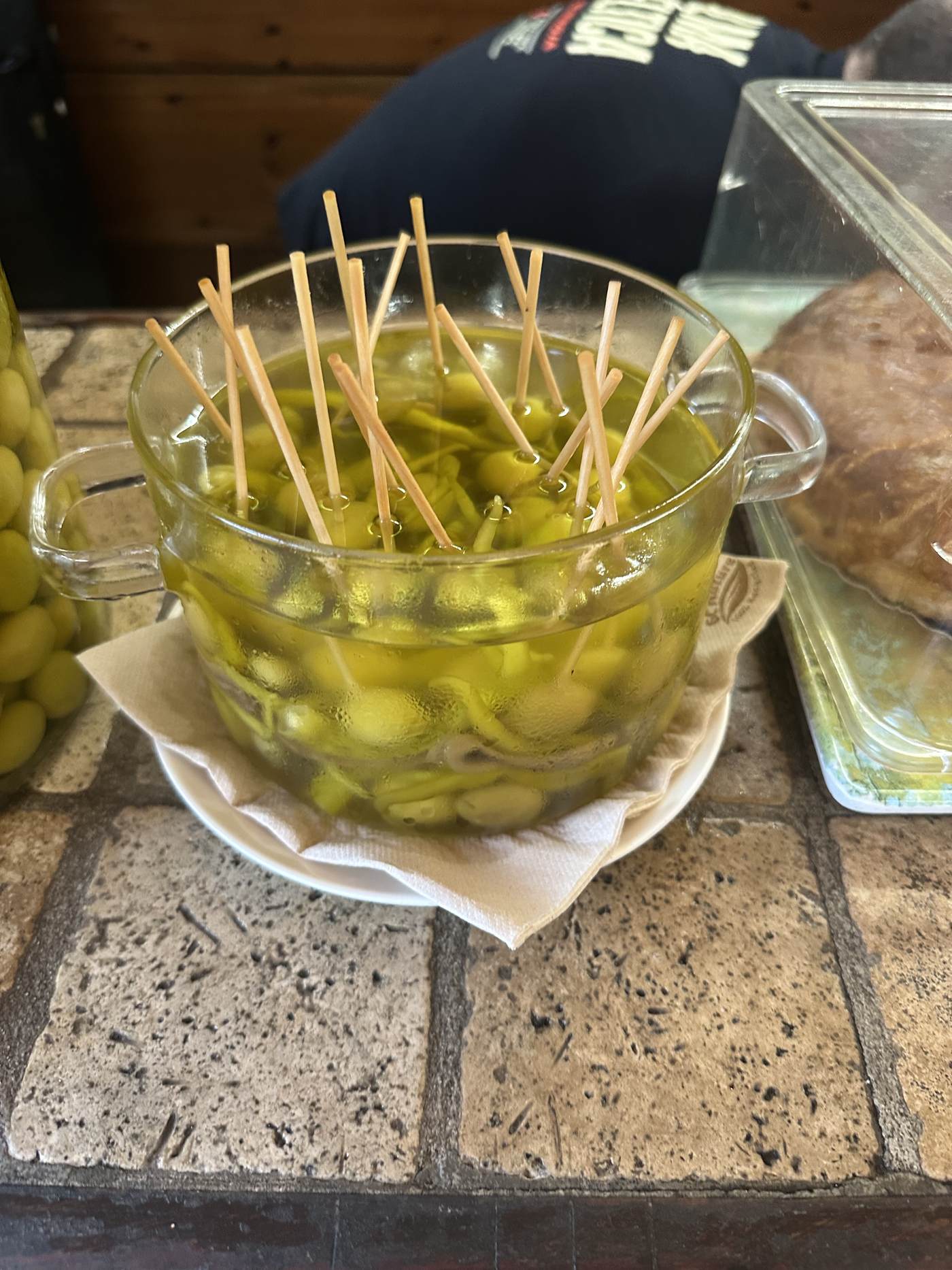 Olives on the terrace of Hotel Palacete